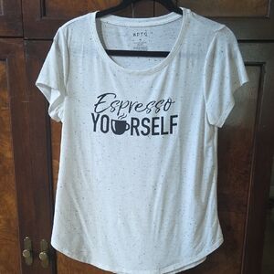 Apt. 9 Gray and White Graphic Cap Sleeve Tee